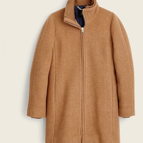 J.CREW Lodge coat in Italian stadium-cloth wool tan coat size 0 heather acorn - Picture 1 of 6
